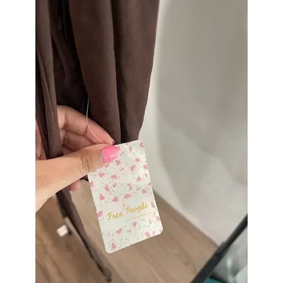 Free People Brown Open Back Rachel Silky Top - Picture 3 of 5